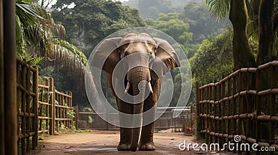 Spectacular Closeup: Harpia Harpyja Elephant Walking In Brazilian Zoo Stock Photo