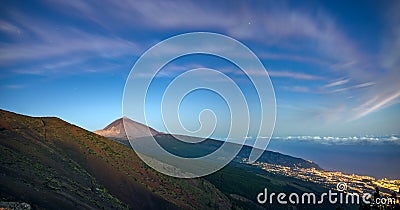 Spectacular dawn on the volcano Teide in Tenerife Stock Photo