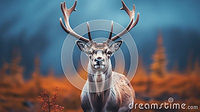 Spectacular Hyper-realistic Portraiture: Majestic Deer In Norwegian Forest Stock Photo