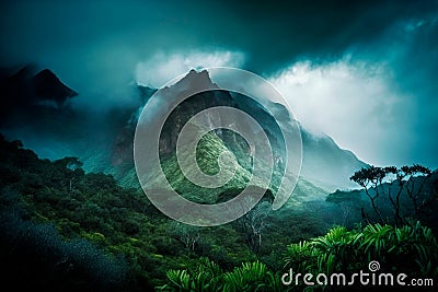 Spectacular island mountains adorned with lush greenery Stock Photo