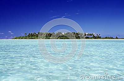 Spectacular lagoon color on the island of tÃ©tiaroa Stock Photo