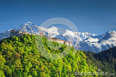 Spectacular medieval citadel in Rasnov city, Brasov region, Transylvania, Romania Stock Photo