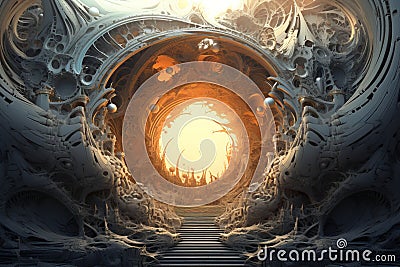 Spectacular and mind-boggling structures, unveiling enchanting fractal realms. Created with generative AI tools Stock Photo