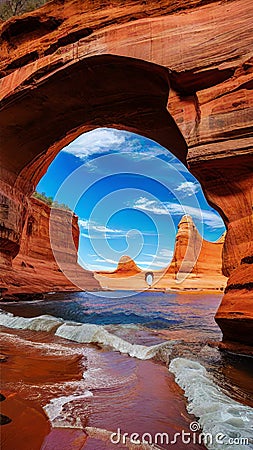 Spectacular Natural Arch Formation illustration Artificial Intelligence artwork generated Cartoon Illustration