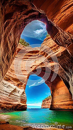 Spectacular Natural Arch Formation illustration Artificial Intelligence artwork generated Cartoon Illustration