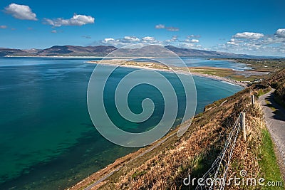 Aerial view of Rossbeigh Beach on a sunny day, Ireland Stock Photo