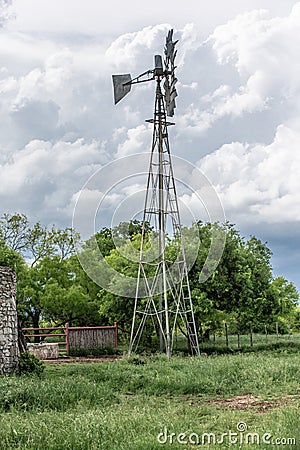 Spectacular picture of windmill on Texas ranch Stock Photo