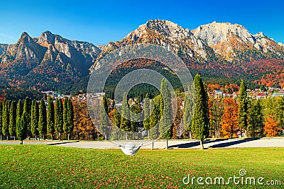 Spectacular Prahova valley in autumn, Busteni, Transylvania, Romania, Europe Stock Photo