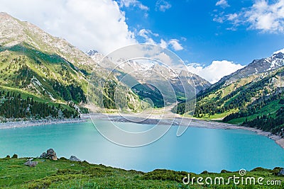 Spectacular scenic Big Almaty Lake ,Tien Shan Mountains in Almaty, Kazakhstan,Asia Stock Photo