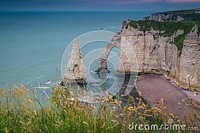 Spectacular seaside with famous high cliffs near Etretat, Normandy, France Stock Photo