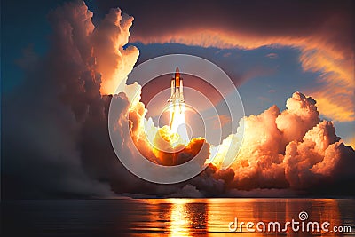 Spectacular Space Shuttle rocket launch Nasa SpaceX type image Stock Photo