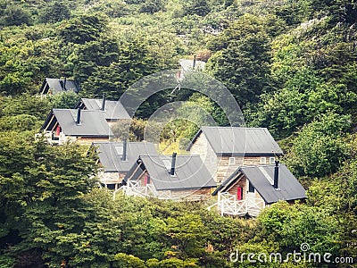 The spectacular view of Cuernos basecamp Stock Photo