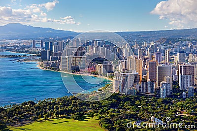 Spectacular view of Honolulu city Stock Photo