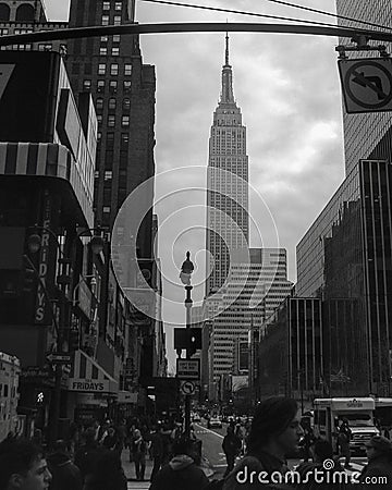 Spectacular View of Manhattan and the Empire State Building in Dramatic Black and White Editorial Stock Photo
