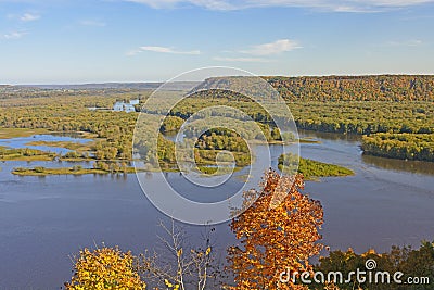 Spectacular View of a River Confluence in Autumn Stock Photo