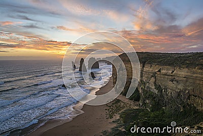 Spectacular view of the Twelve Apostles at sunset. Great Ocean Road, Victoria, Australia Stock Photo