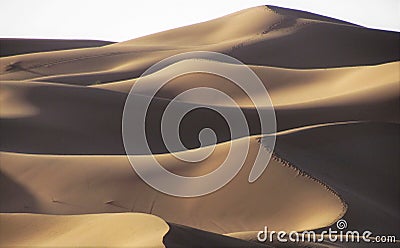 Spectacular views of high and astonishing Sand Dunes in Sahara Desert Stock Photo