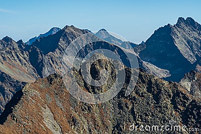Spectacular Vysoke Tatry mountains in Slovakia with many peaks and clear sky Stock Photo