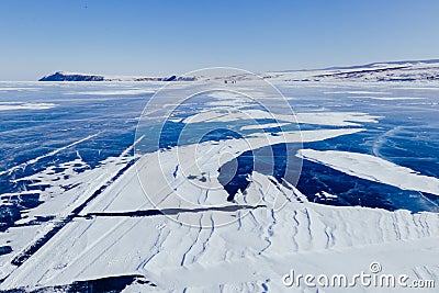 Spectacular winter landscape. Baikal lake winter Russia Stock Photo