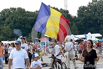 Spectator at BIAS with romanian flag Editorial Stock Photo