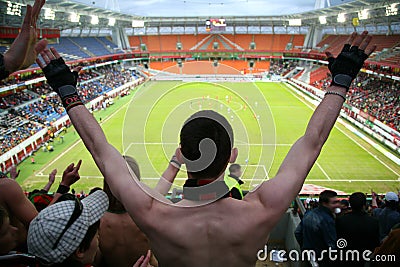 Spectator on football Editorial Stock Photo