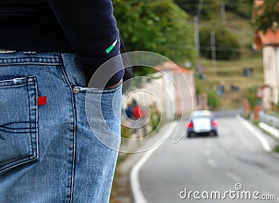 Spectator at rally Stock Photo