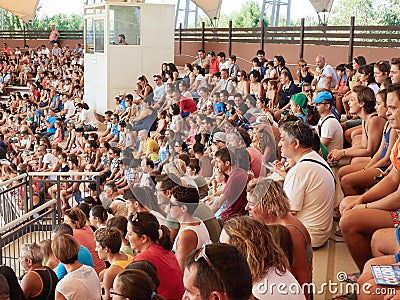 Spectators on tribune watching the show Editorial Stock Photo