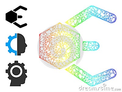 Spectral Gradient Linear Mesh Microrobot Icon Vector Illustration