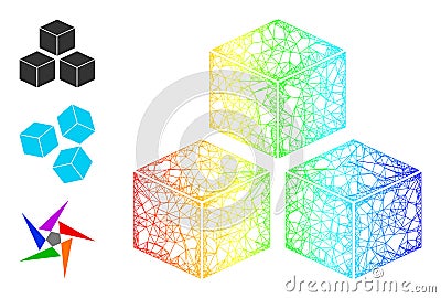 Spectral Gradient Net Mesh Cubes Icon Stock Photo