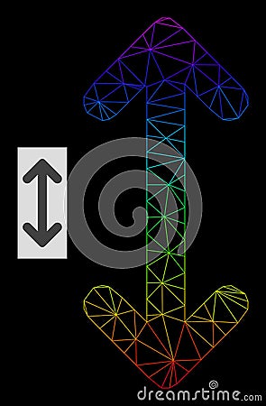 Rainbow Gradiented Polygonal Net Swap Arrows Vertically Icon Vector Illustration
