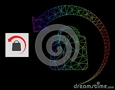 Spectral Gradiented Polygonal Mesh Refund Shopping Icon Vector Illustration