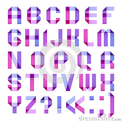 Spectral letters folded of paper ribbon purple Vector Illustration