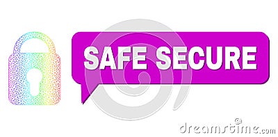 Spectral Network Gradient Locked Icon and Safe Secure Message Frame with Shadow Vector Illustration
