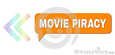 Spectral Network Gradient Shift Left Icon and Movie Piracy Speech Cloud with Shadow Vector Illustration