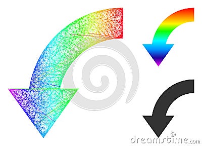 Rainbow Net Gradient Rotate Down Icon Vector Illustration