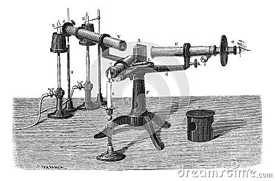 The Spectroscope or spectrophotometer, vintage engraving Vector Illustration