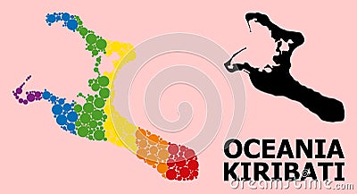 Spectrum Collage Map of Kiribati Island for LGBT Vector Illustration