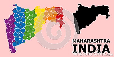 Spectrum Collage Map of Maharashtra State for LGBT Vector Illustration