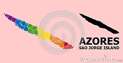 Spectrum Collage Map of Sao Jorge Island for LGBT Vector Illustration