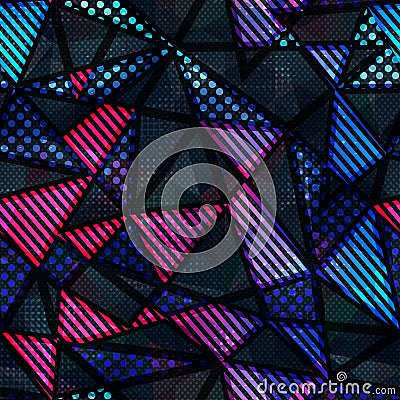 Spectrum color triangle seamless pattern Vector Illustration