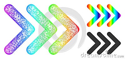 Spectrum Linear Gradient Triple Arrowhead Right Icon Vector Illustration
