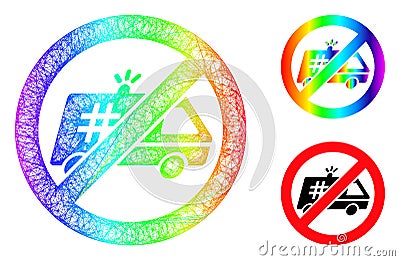 Rainbow Net Mesh Gradient Stop Jail Police Car Icon Vector Illustration