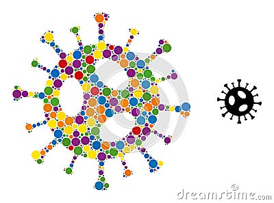 Spectrum Dotted 2019-Ncov Virus Icon Randomized Collage Vector Illustration
