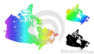 Spectrum Gradient Starred Mosaic Map of Canada Collage Vector Illustration