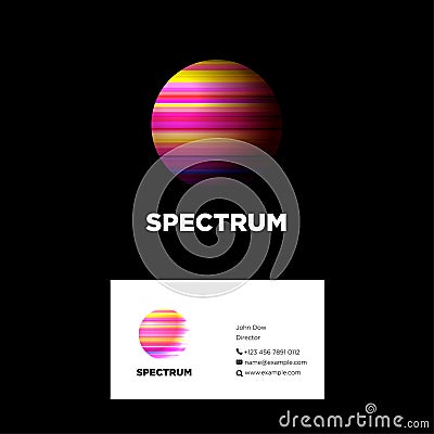 Spectrum logo. Color planet logo. Planet emblems. Beautiful icon on a dark background. Vector Illustration