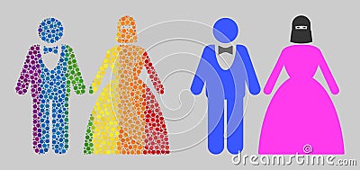 Spectrum Muslim marriage couple Composition Icon of Circles Vector Illustration