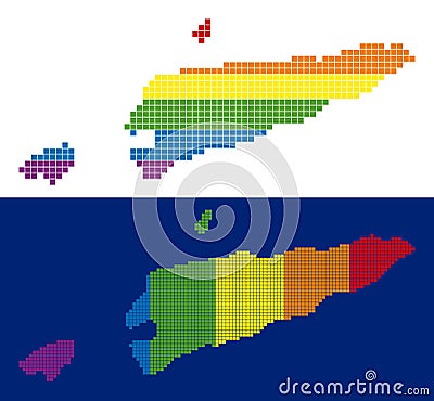 Spectrum Pixel Dotted East Timour Map Vector Illustration