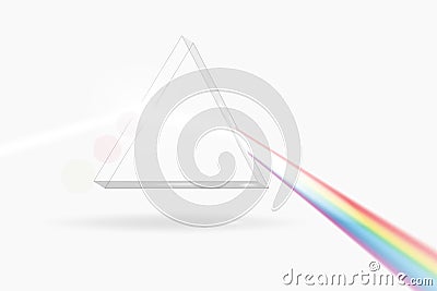 Spectrum prism picture. Transparent optical element, triangular Vector Illustration