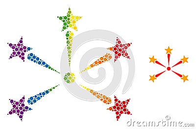 Spectrum Star Fireworks Mosaic Icon of Spheres Vector Illustration