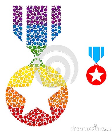 Spectrum Star Medal Mosaic Icon of Spheres Vector Illustration